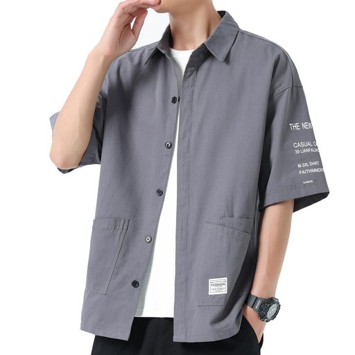 [FUZHIHUA]夏服シャツメンズ半袖五分袖吸汗速乾通気性汗染み防止快適な柔らかいかっこいいワイシャツカジュアルシンプルオシャレ人気春夏秋対応