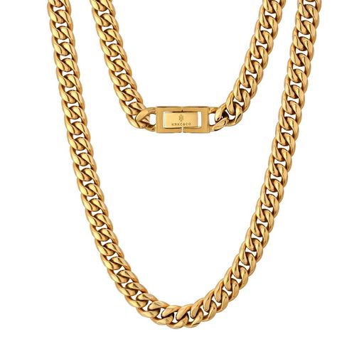 KRKC&COネックレスメンズ喜平ネックレスチェーン18K金メッキステンレス幅8mm太めHIPHOP系のジュエリーラッパーネックレスアクセサリーギフトプレゼントお祝い誕生日
