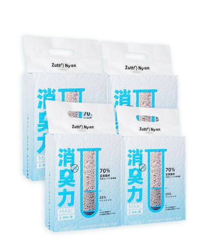 ZuttoNyan猫砂おから固まる【消臭力MAX】ネコ砂流せるシステムトイレ対応4in1おからベントナイトSTA消臭分子海泡石天然素材真空パック飛び散らない室内アパート猫の砂2.3kgx4袋