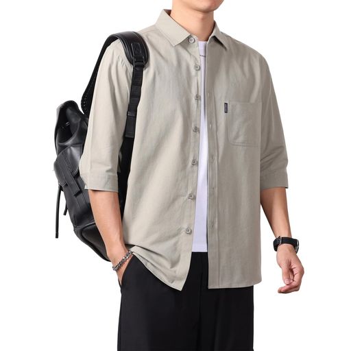 [Metakey]シャツメンズ夏服オックスフォードシャツ七分袖おしゃれワイシャツ大きいサイズゆったりアイスシルク涼しい涼感吸汗速乾汗染み防止カジュアルシンプルオシャレ快適軽い柔らか…