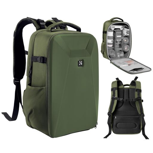 K&FConceptカメラバッグカメラリュックリュックサック大容量おしゃれEVA耐衝撃22L16インチPC収納&三脚収納可一眼レフカメラバッグ