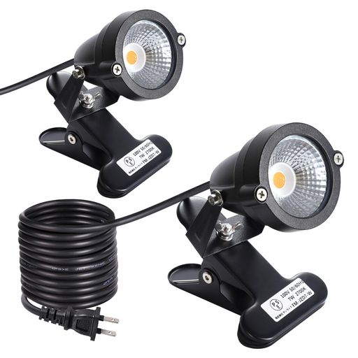 LEDクリップライト防水7W電球色2700k60w相当スイッチレス電源コード3メートル屋内外兼用黒板照明店舗看板水槽照明作業灯六角レンチ電球色2個セット
