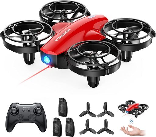 ドローンマルチプレー対戦型子供向け100G未満24分飛行時間TOMZON初心者室内バッテリー3個トイドローンワンキー離着陸放り投げ飛行ヘッドレスモード高度維持宙返りサークル飛行高速回転…