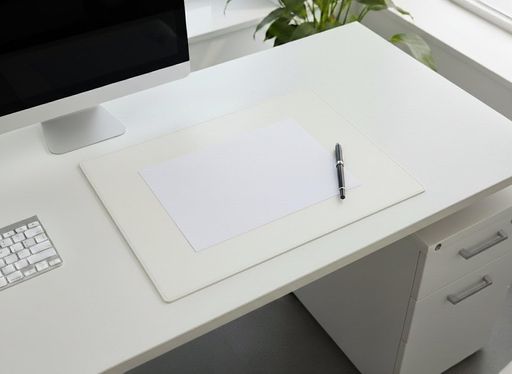 国産 かばん屋さんの手作り 片面 レザー デスクマット34cmx46.5cm キーボード/マウス 用 (ホワイト)|ベストプライスオンラインストア