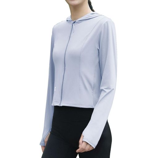 [Besince]UVカットパーカーsurpattackラッシュガード日焼け対策吸湿速乾パーカー紫外線対策接触冷感UPF50+レディースライトブルーL