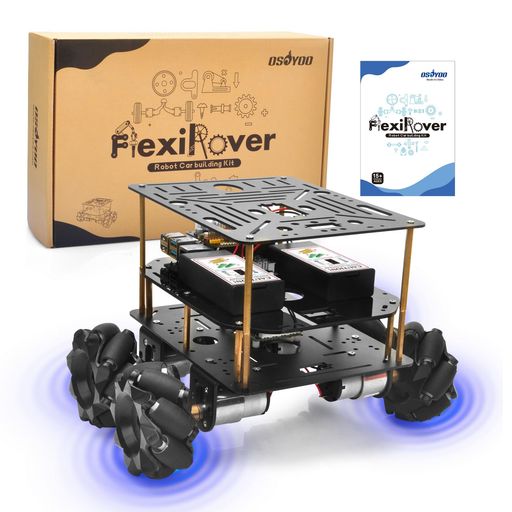 OSOYOO FlexiRoverロボットカーキット Raspberry Pi用 – Pi 2/3/4/5、エンコーダー付き520モーター、メカナムホイール、サーボサポート、高容量バッテリーシステム(Raspberry Piは含まれていません)|ベストプライスオンラインストア