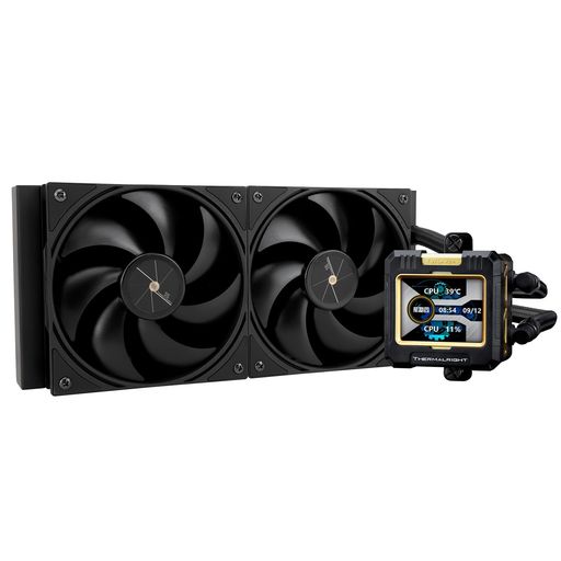Thermalright FW 240 ブラック CPU ウォーター クーラー、2000RPM の 2 つの PWM ファン、解像度 320*240 の IPS LCD スクリーン、液体 CPU クーラー、AMD 用 CPU PC Aio｜ベストプライスオンラインストア