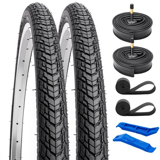 2本セット70038Cタイヤ700X38C40-622自転車タイヤ+700X35/43C自転車チューブ米式バルブ48mm+700X33/50C自転車リムテープ幅24mm+タイヤレバタイヤ70038Cロードバイクタイヤ