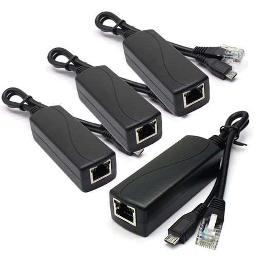 ANVISION4パックアクティブ5V2.4APoEスプリッタアダプタDropcamまたはRaspberryPi、IPC、IPカメラ等用IEEE802.3af準拠マイクロUSB48V~5V