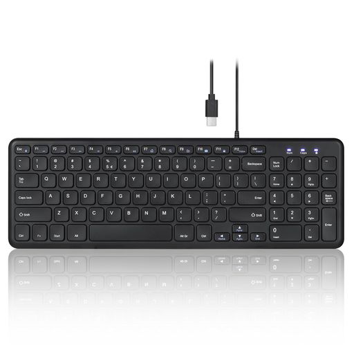 Perixx(ペリックス)PERIBOARD-213CキーボードType-CサイレントクリックパンタグラフキータイプC39.8x16.5x3cmコンパクトデザインテンキー付き-ブラック-英語配列キーボード