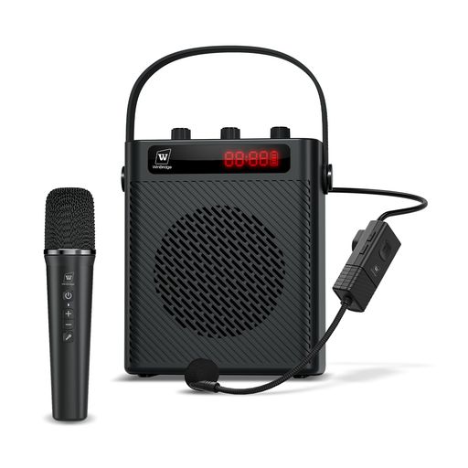 WinBridgeポータブル拡声器40WスピーカーセットPAシステムヘッドセットハンドマイク2人同時使用音楽再生ECHO/録音/USB/AUX/TFカード充電式室外、イベント、大道芸、