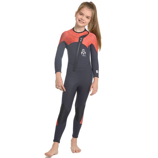 MORGENSKY子供ウェットスーツ2.5mmフルスーツフロントジップ水着セットキッズ水着水遊び長袖防寒保温ダイビングスーツサーフィンシュノーケリングR005(Lオレンジ)