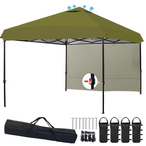 ApeexCanopy タープテント 2.5mx2.5m【専用横幕/サイドシート1枚付属】 風抜けベンチレーション 高耐水加工&シルバーコーティング UVカット紫外線カット 遮熱 ワンタッチタープ 高さ3段階調節 …|ベストプライスオンラインストア