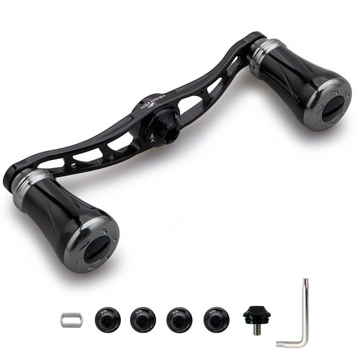 HEIGHTEN88mm/90mm/105mmリールハンドル19mmノブ搭載シマノ(SHIMANO)ダイワ(DAIWA)アブ(Abu)通用ベイトリール用ArchPillarSeries(90mm-ブラック&ガンメタル)