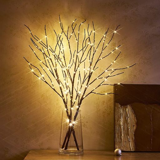 HAIRUI ブランチツリー LED ライト 枝 イルミネーション ツリー インテリア 間接照明 クリスマス 高さ80CM 150電球 コンセント式 オシャレ 北欧 防水 ブラウン(花瓶が含まない)