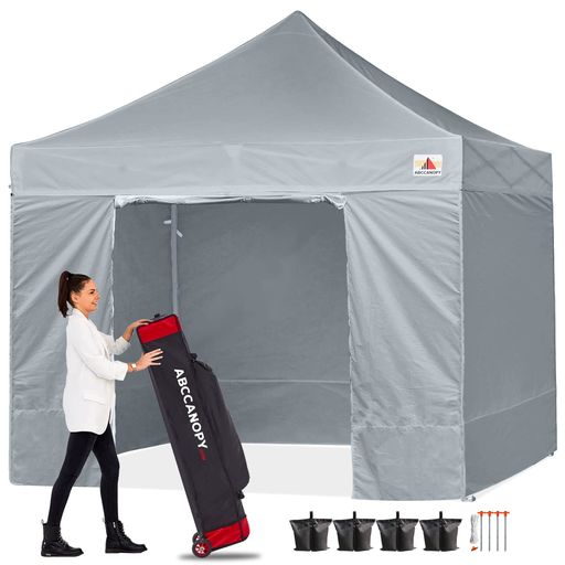 ABCCANOPYタープテント3mx3m2.5mx2.5m横幕4枚(サイドシート3枚ドアシート1枚付き)大型テント6-8人用タープテント日除けタープ遮光遮熱ワンタッチテントてんとテントタープ3段階調節丈夫