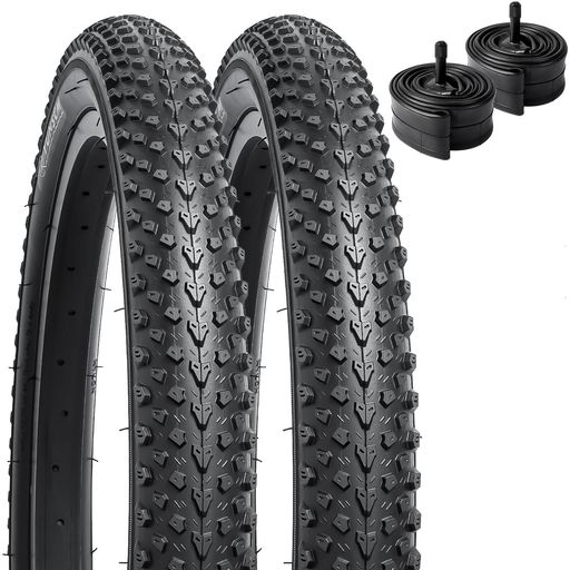 YunSCM2本セット182.125タイヤ60TPI超耐久自転車タイヤ18x2.12557-355+チューブ米式バルブ32mm適用18インチ2.125マウンテンバイク、クロスバイクY-1136