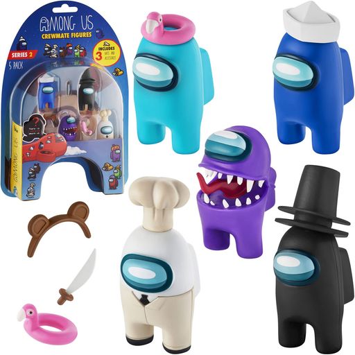 P.M.I.AmongUsクルーメイトフィギュア|1容器に並べるに16個の収集家グッズから5つのAmongUs手あそび|AmongUsMerchIncl.ThePeeledandTheClogged|包みかくし胡魔化し師1個|