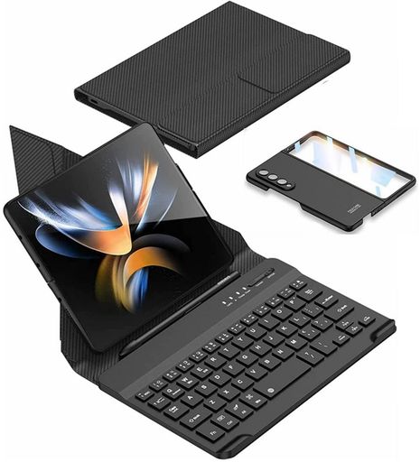 LOVEXIAO適用galaxyZFold5キーボードケースセットBluetoothキーボード純正スタンド機能高級(炭素繊維黒)
