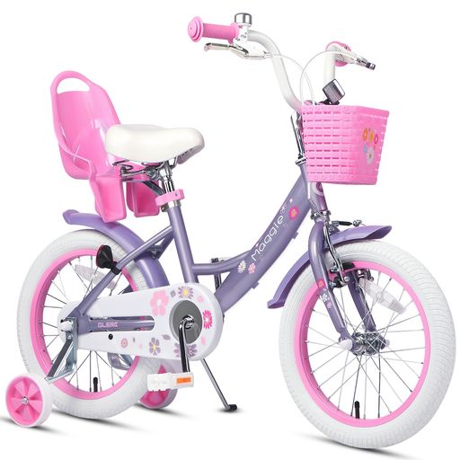 GlercMaggie赤ちゃん用銀輪うしろ帯用キッズバイク赤ちゃん乗り訓練を受ける花柄かご付き添い人助けること輪付き添い人こども三輪ぬいぐるみ居敷き付き添い人v打ちきり4~7歳16inサクラ色\u0026パープル