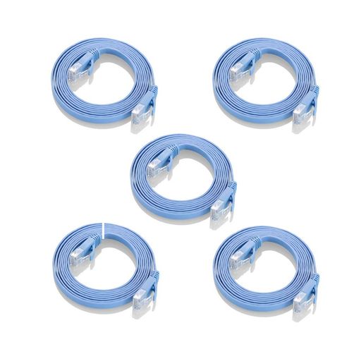 COOSEEDフラットケーブルLANケーブル2mUTPCat6ストレート2m*5本ブルー「1つパッケージ5本が含まれています」画像