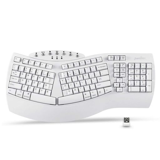 Perixx(ペリックス)PERIBOARD-612WエルゴノミクスキーボードワイヤレスBluetooth/2.4GHz人間工学無線Windows10/MacOSX対応【正規保証品】英語配列(ワイヤレス・ホワイト)