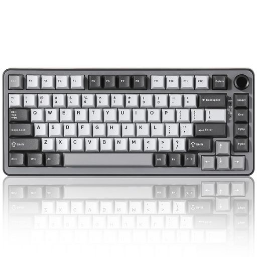 YUNZIIB75PRO75%ガスケットゲーミングキーボード無線メカニカルキーボードBT/2.4G/有線ワイヤレスホットスワップ搭載RGBノブ付きカスタムキーボードMac/Win用技適認証取得(ダークグレー