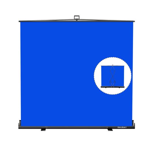 【より幅広い】RAUBAY200x210センチメートルの大型折りたたみブルースクリーンバックドロップは、ポータブルで伸縮自在なクロマキーパネルの写真背景がスタンド付きで、ビデオ会議、写…