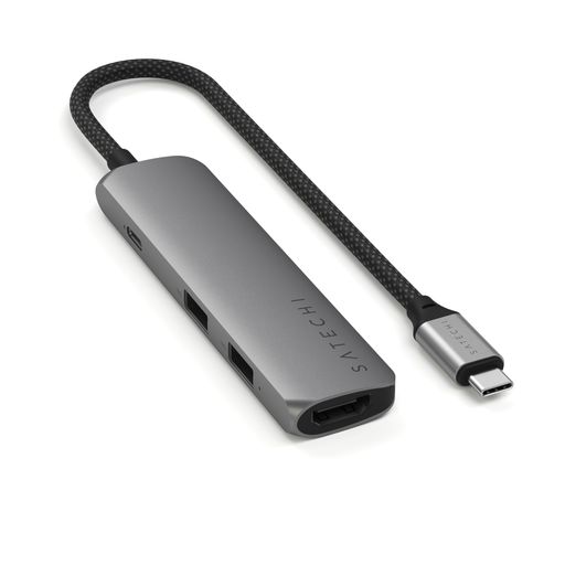 Satechi 4 in 1 USB C ハブ マルチポートアダプター HDMI 4K@60Hz、100W PD充電、USB-Aデータポートx2搭載 MacBook Air/Pro/Neo、iPad Air/Pro、Windows用 - スペースグレイ|ベストプライスオンラインストア