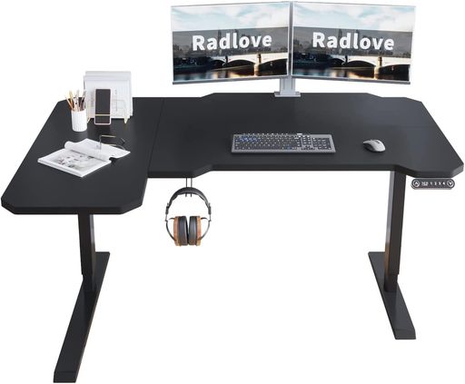 Radlove 昇降事務机 L字マイコン事務机 電動昇降式事務机 天板幅150CMx101コマーシャル ゲーミングデスク 机 スタンディングデスク パソコン事務机 つくえ 高さ合わせる能力のある 記憶装置役立つこと付き添い人 差しつかえさがし当てる 高さ 71~117コマーシャル (…