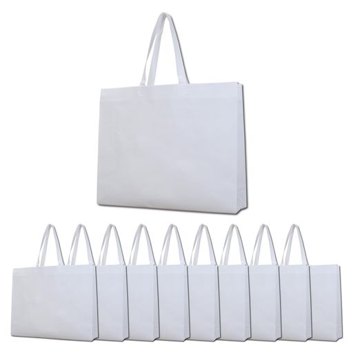 [セクションB無限BLUEHANDS]ギフトバッグ[まとめ買い10枚セット]特大横50x縦46xマチ12cm不織布手提げ厚手丈夫(ホワイト)