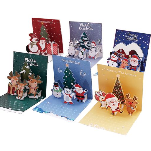 楽天市場】12枚 クリスマスカード 3D 立体 立つ 【16.5CMX10.5CM