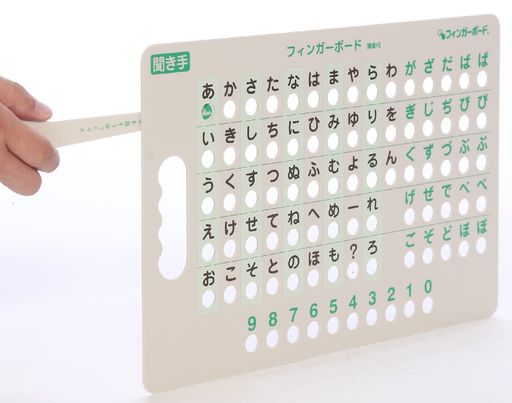 【フィンガーボード】濁音表付きひらがな版言語障害┃文字指し棒付対面式会話補助具医療用指差し両用