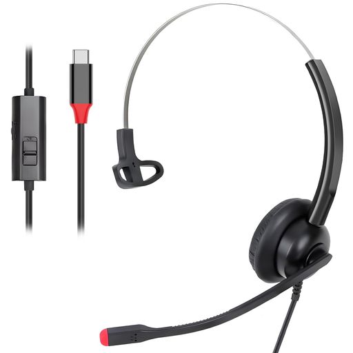 CallezヘッドセットUSB-Cマイク付きPC用ヘッドセットTypeC有線ヘッドホンノイズキャンセリング片耳オンライン制御着信応答/終話音量調節ミュート機能付きタイプc接続スマホMacPC対応