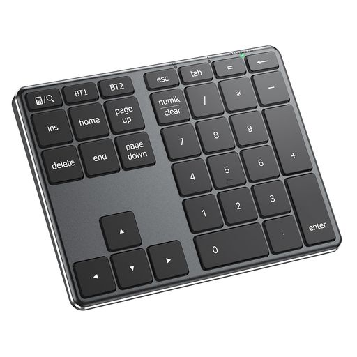 iCleverテンキーBluetoothワイヤレス数字キーボードパンタグラフ式Type-C充電超薄型金属構造numlock連動2台まで接続可能ブルートゥースナンバーパッド34キーmacテンキー片手デバイス