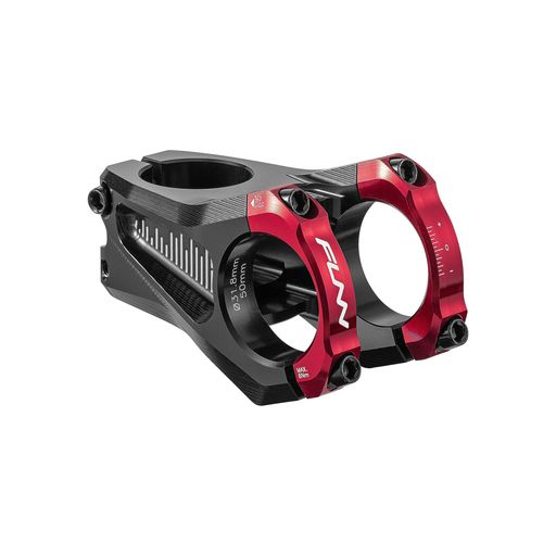 Funnイコライザー(Equalizer)バイクステム-ゼロライズ、長さ50mmのステム、バークランプ31.8mm、0度の自転車ステム、マウンテンバイクとBMXバイク用(レッド)