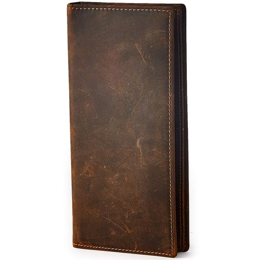 BRASS TACKS Leathercraft メンズ長財布 Crazy Horse leather ヴィンテージスタイル 多機能財布 カートスロット 写真スロット コイン紙幣ポケット付き BTPS004 (ダークブラウン)｜ベストプライスオンラインストア