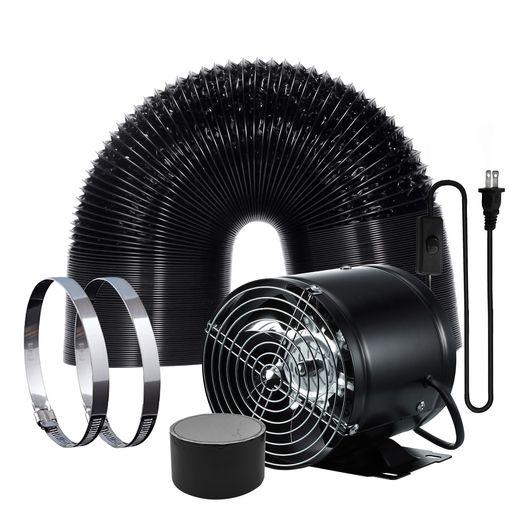 換気扇150mm大風量Sidvkut家庭用工業換気扇風量480m3/h金属製ON/OFFスイッチ付き中間取付形ダクトファン塗装ブース用ダクト用換気ダクトホース付き倉庫/トイレ/キッチン換気排気用(ブラック)