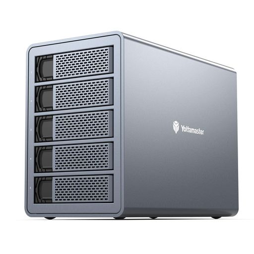 Yottamaster HDD入れもの 3.5in USB3.0繋ぎ合わせる 5Bay 固定ディスク入れもの SATA3.0相応う 24TBx5台積み上げる能力のある 中小会社組織向け 大収容能力 外後ばらいハードドライブエンクロージャ 軽銀 薄墨色[FS5U3]