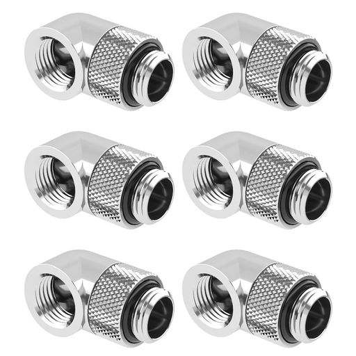 dracaena.io6個パックG1/4インチスレッドオス-メスエクステンダーフィッティング90°ロータリーフィッティングアダプターコネクタコンピューター水冷システム用シルバー