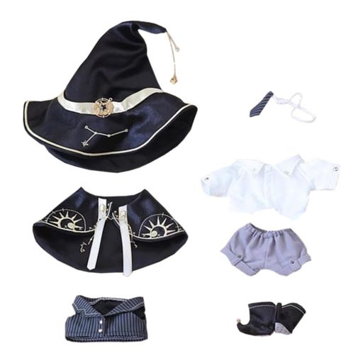 niannyyhouse10cm20cmぬいぐるみ服帽子ショールワイシャツズボンネクタイベスト靴ウィザードセット綿人形着せ替えアクセサリー(Black20cm)