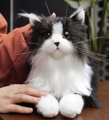 CHONGKER 猫ぬいぐるみ リアル 本物そっくり ハンドメイド やさしい手触り可愛く癒しネコ ぬいぐるみ猫好きな人、お母さん、子供、お年寄りへの誕生日記念日 プレゼント (黒猫 ぬいぐるみ)
