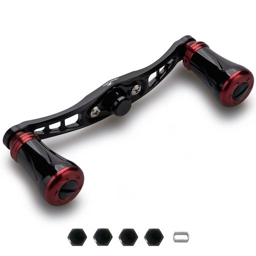 HEIGHTEN92mmリールハンドル19mmノブ搭載シマノ(SHIMANO)ダイワ(DAIWA)アブ(Abu)通用ベイトリール用WingPillarSeries(ブラック&レッド)(921)