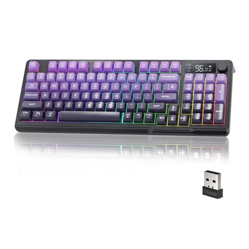 ATTACKSHARKxFREEWOLFM96ゲーミングキーボード、メンブレンキーボード、ワイヤレス2.4G/Bluetoothダブルモード無線キーボード、PBT