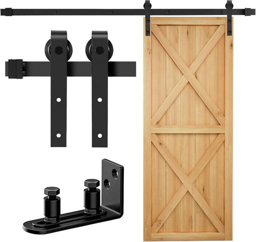 Signstek吊り引き戸レールバーンドア金具6FT/1.83mリフォーム建具引戸レール扉引戸簡易室内木製引き違いドア引き扉DIY建具金物アルミレールシングル片開き扉トラックレール片引き戸J型5段…