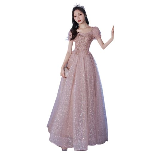 [娜美衣着]パーティードレスレディースドレスイブニングドレスロングドレス華燭の典御召しもの交歓会ドレスカクテルドレスフォーマルス御姫様マキシ告げ知らせる会交歓会掻きならす会花嫁御寮卒式(Lサクラ色)