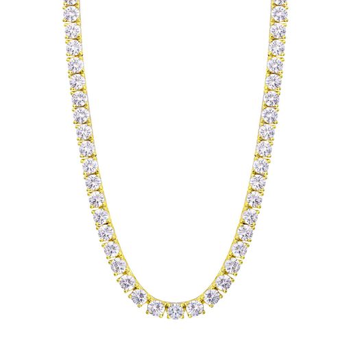KRKC&CO テニスチェーン テニスネックレス 幅4mm CZダイヤ 14Kゴールドメッキ メンズ レディース チェーンネックレス ジルコニア ヒップホップ ジュエリー ブリンブリン B系 ストリート系 ア&hellip;｜ベストプライスオンラインストア