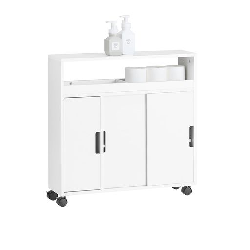 SoBuy トイレ収納 トイレラック スリム 隙間収納 キャスター付き 幅70x奥行き20x高さ70cm ブラシ収納 トイレットペーパーストッカー 薄型 北欧風 おしゃれ すきま スリム トイレ 棚(BZR02-W)｜ベストプライスオンラインストア