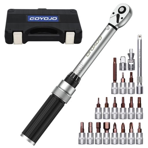 GOYOJOトルクレンチプレセット型21点セット差込角(1/4インチ)2-24N.m両回転対応トルク精度プラスマイナス3%自動車用、自電車、オートバイ、機械の整備作業工具(2-24N.m21点)