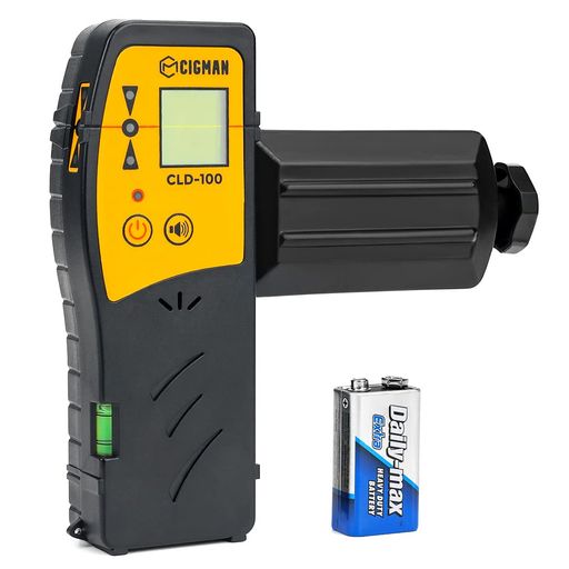CIGMANレーザー受光器緑レーザー対応50m作業距離気泡管ブザー音ホルダー付き日本語取扱説明書付き
